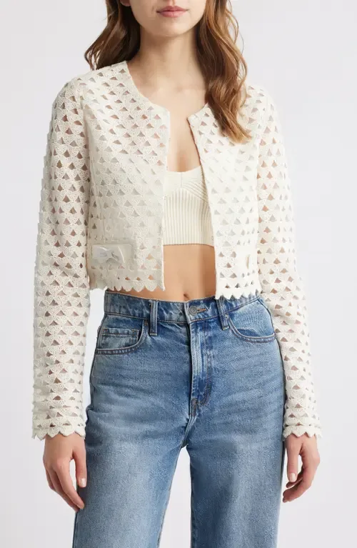 Alaya Cutout Crop Cardigan by LoveShackFancy