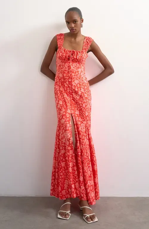 Button Front Cap Sleeve Maxi Dress by Topshop