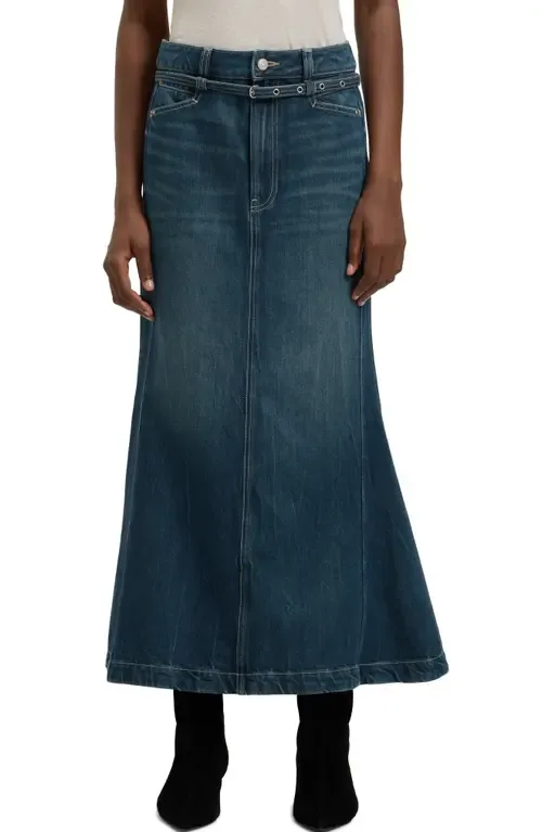 Peplum Denim Maxi Skirt by BOSS