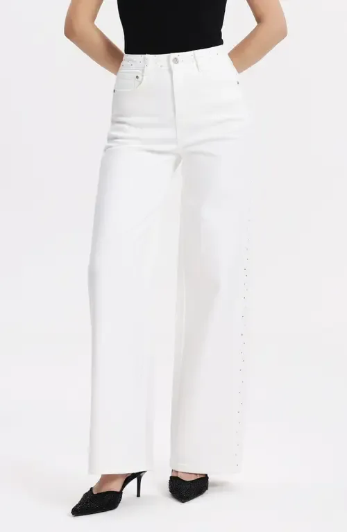 Embellished High Waist Wide Leg Jeans by Bayeas