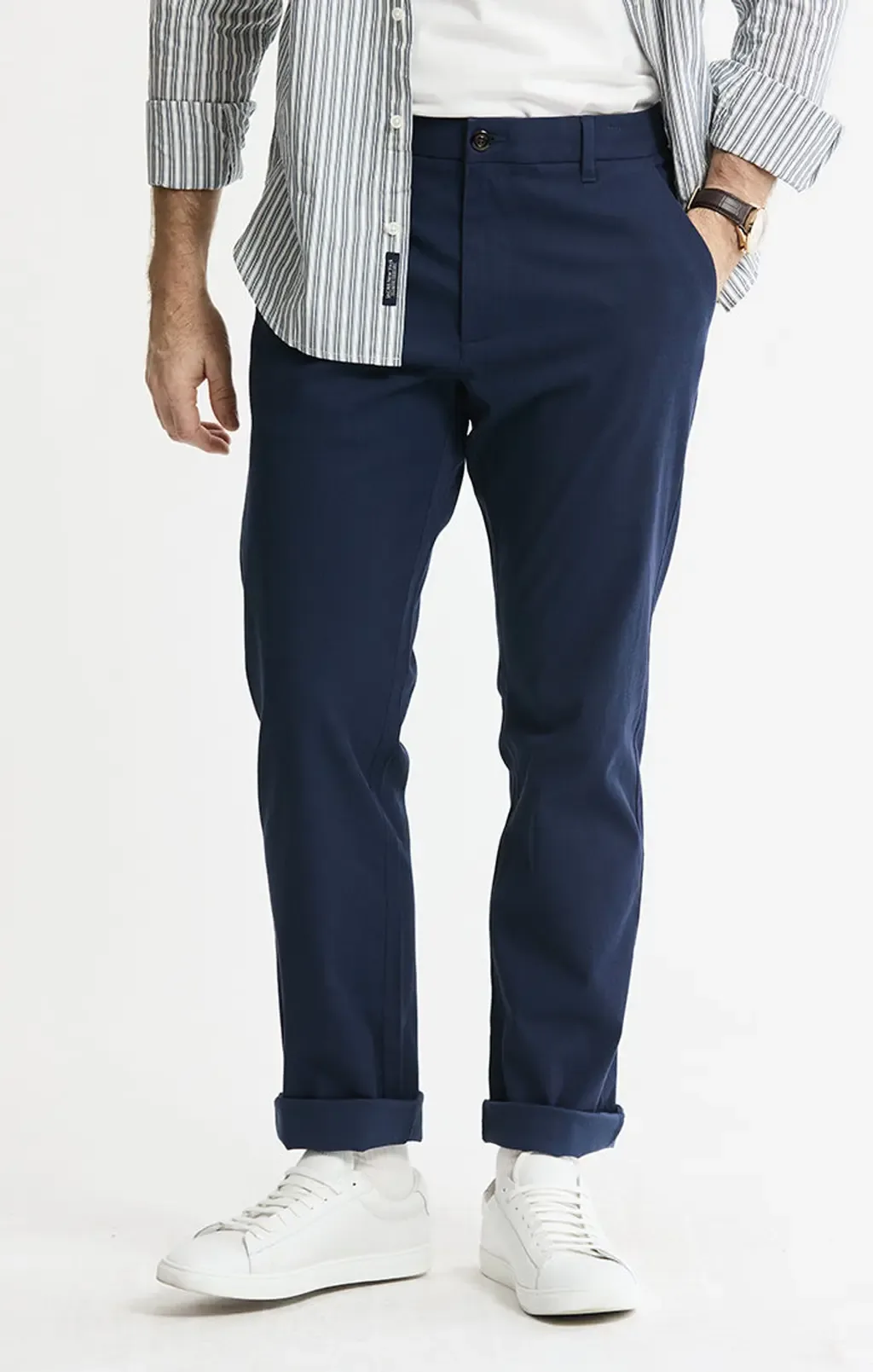 Cotton Silk Blend Stretch Chino Pants