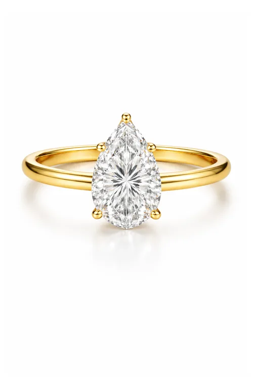 2 ct. Pear-Cut Moissanite VVS1 Ring in Gold Vermeil or Sterling Silver Isabella