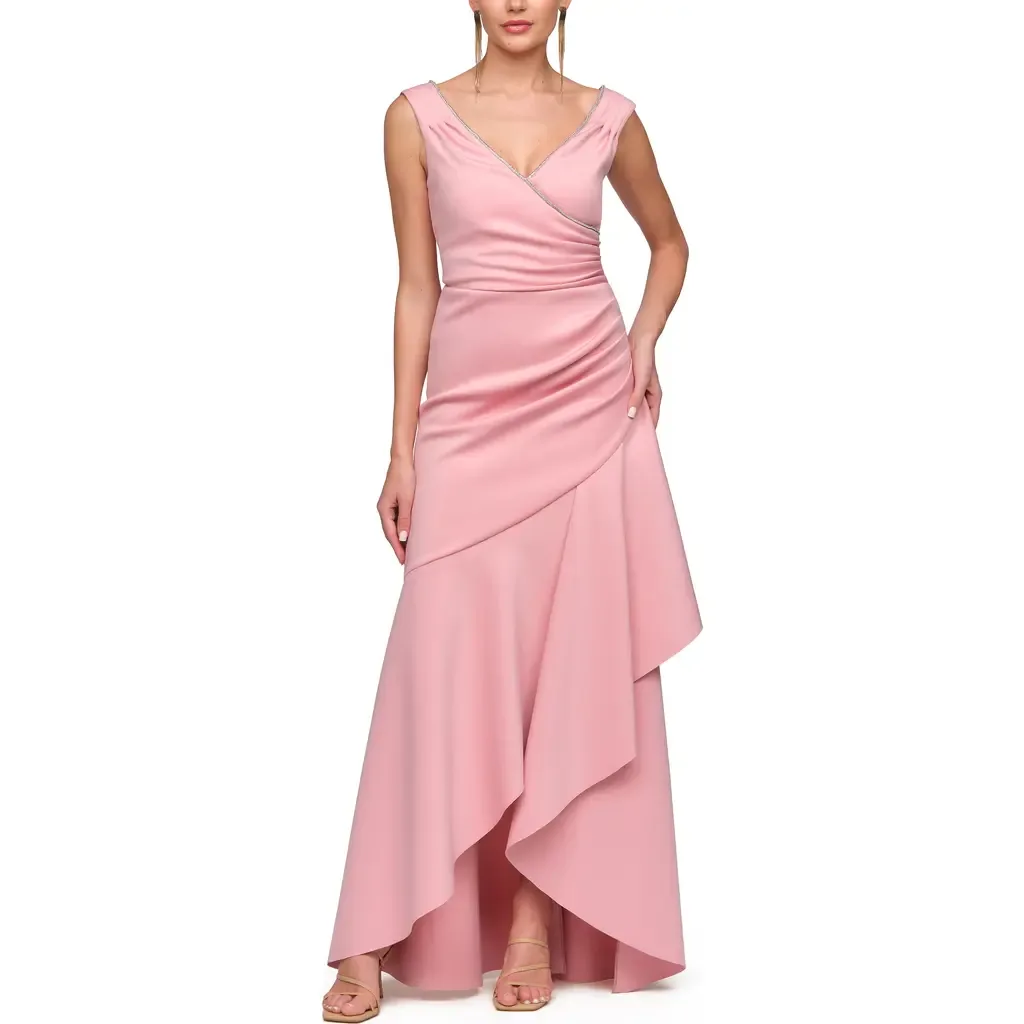 Marla Diamante Trim High Low Gown by JS Collections