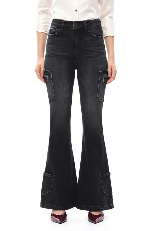 High Waist Flare Cargo Jeans by Bayeas