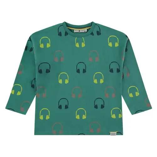 Allover Headphones Crewneck Long Sleeve T-Shirt by Stains and Stories by Babyface