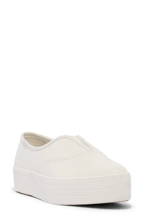 Point Platform Slip-On Sneaker in White Leather by Keds®