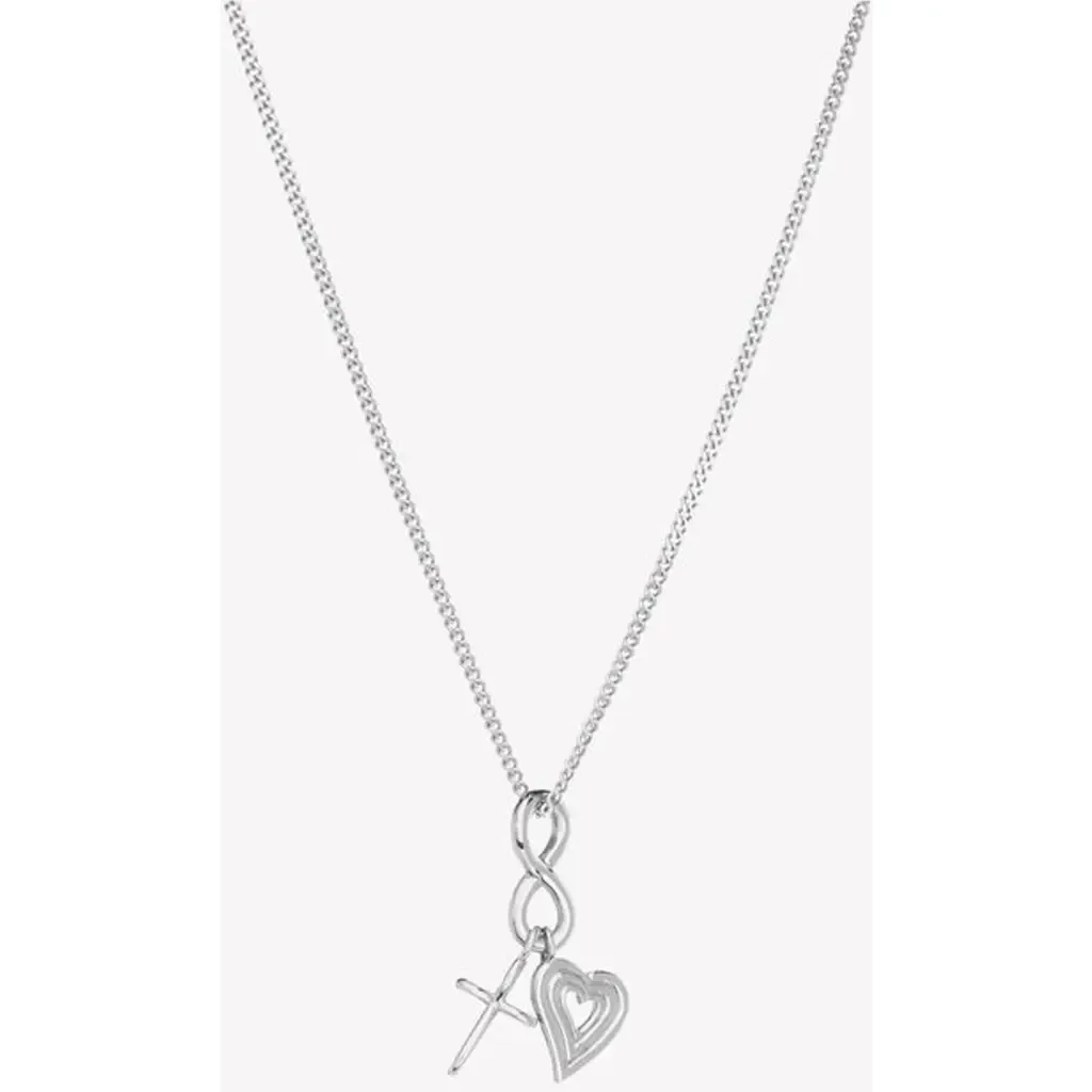Faith, Hope, & Love Charm Pendant Necklace in Sterling Silver by Rizen Jewelry
