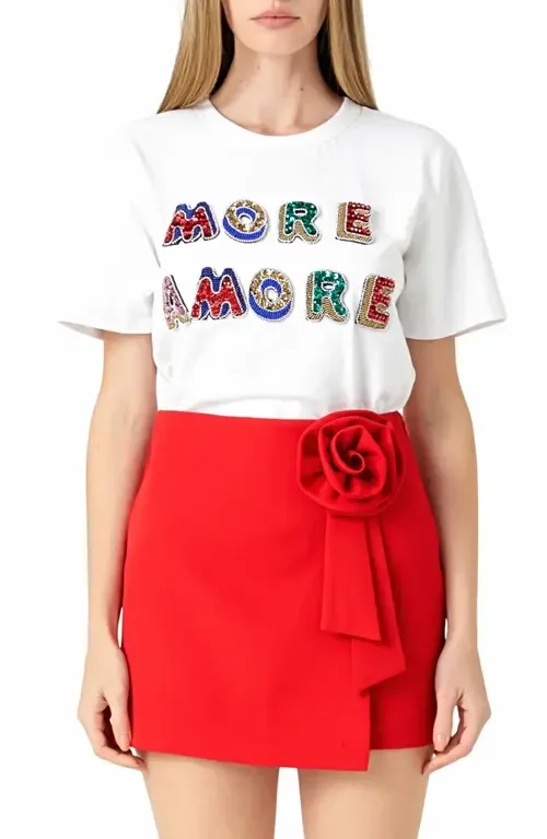 More Amore Embellished Cotton Graphic Shirt by Endless Rose