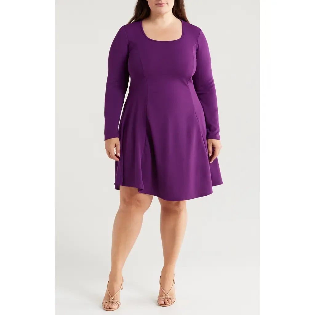 Long Sleeve A-Line Dress by 24seven Comfort Apparel