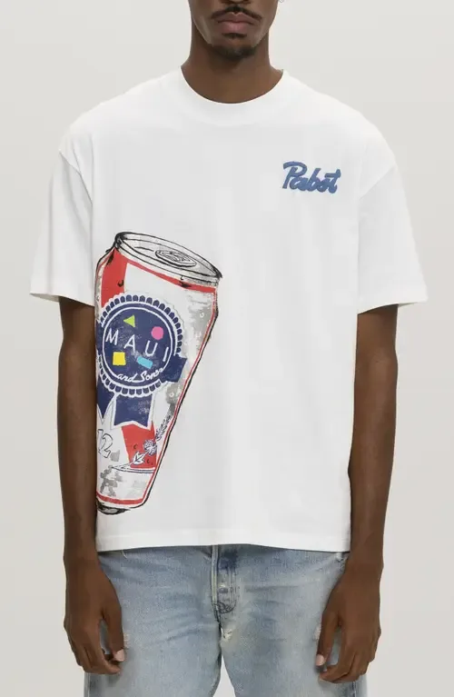 Maui & Sons x Pabst Blue Ribbon Can Puff Graphic T-Shirt by Maui & Sons