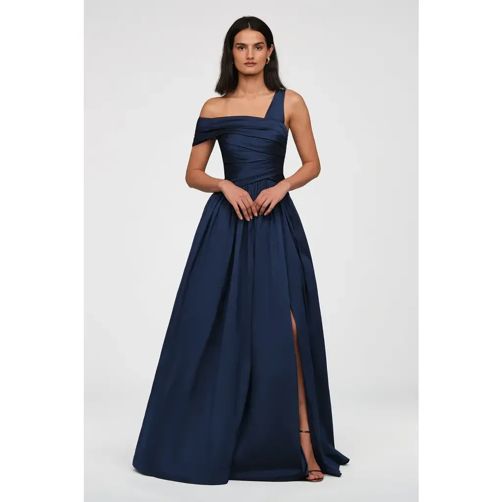 Avery Asymmetric Taffeta Gown by Theia
