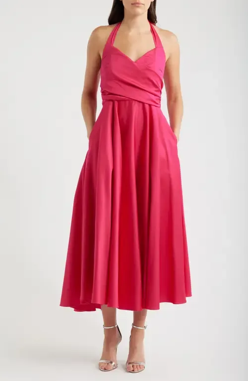 Noelle Stretch Cotton Halter Midi Dress by Black Halo