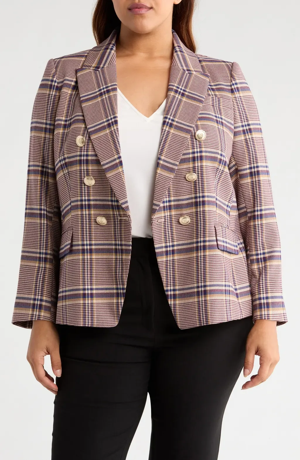 Plaid Double Breasted Jacket