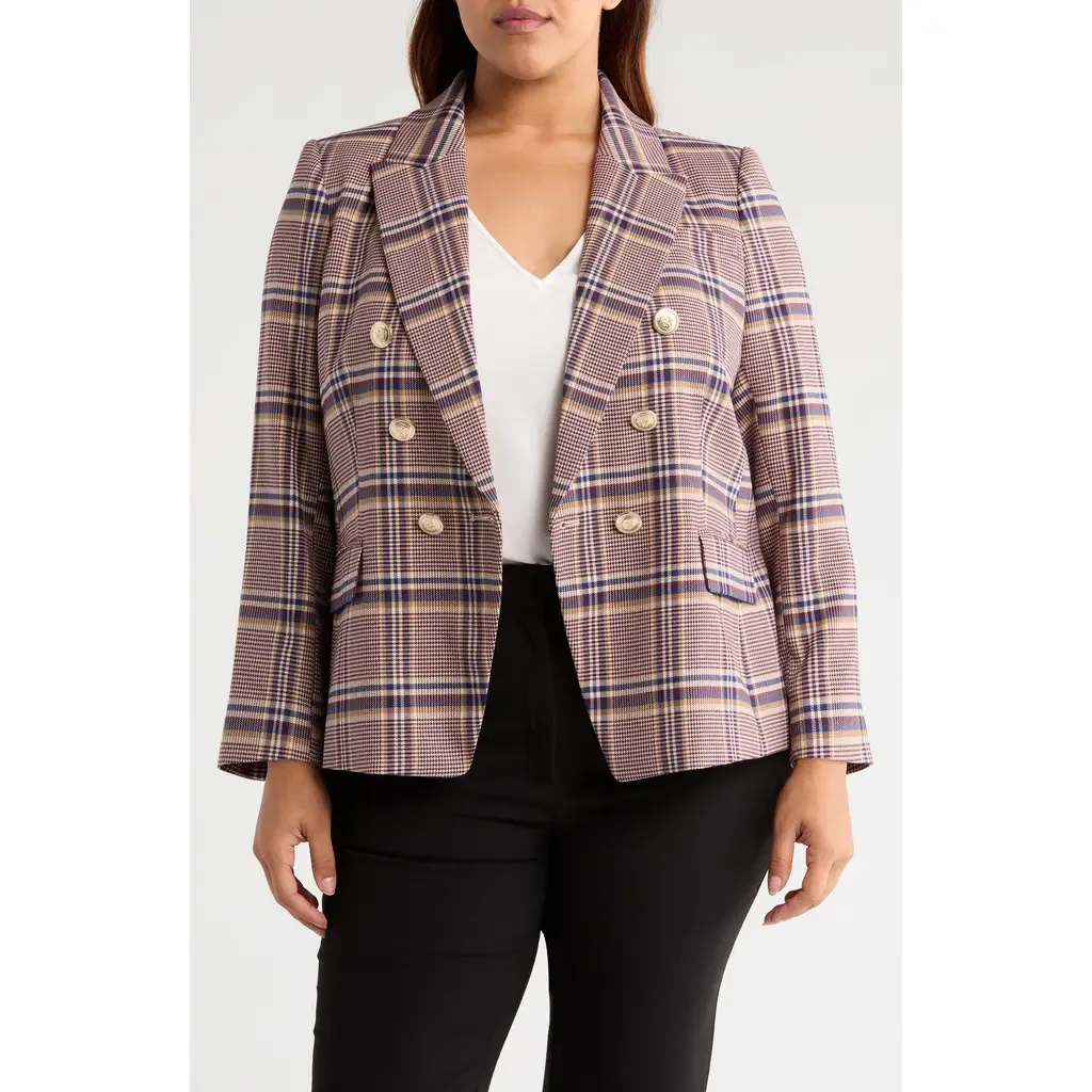 Plaid Double Breasted Jacket by Tahari ASL