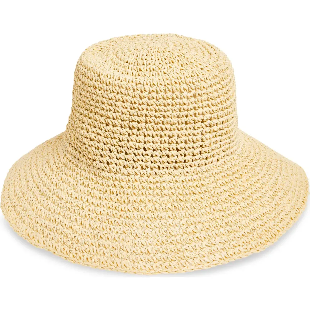 Lantern Packable Straw Bucket Hat by Nordstrom