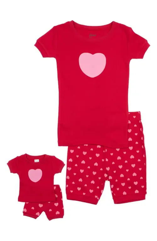 Heart Print Top & Shorts Pajama Set by Leveret