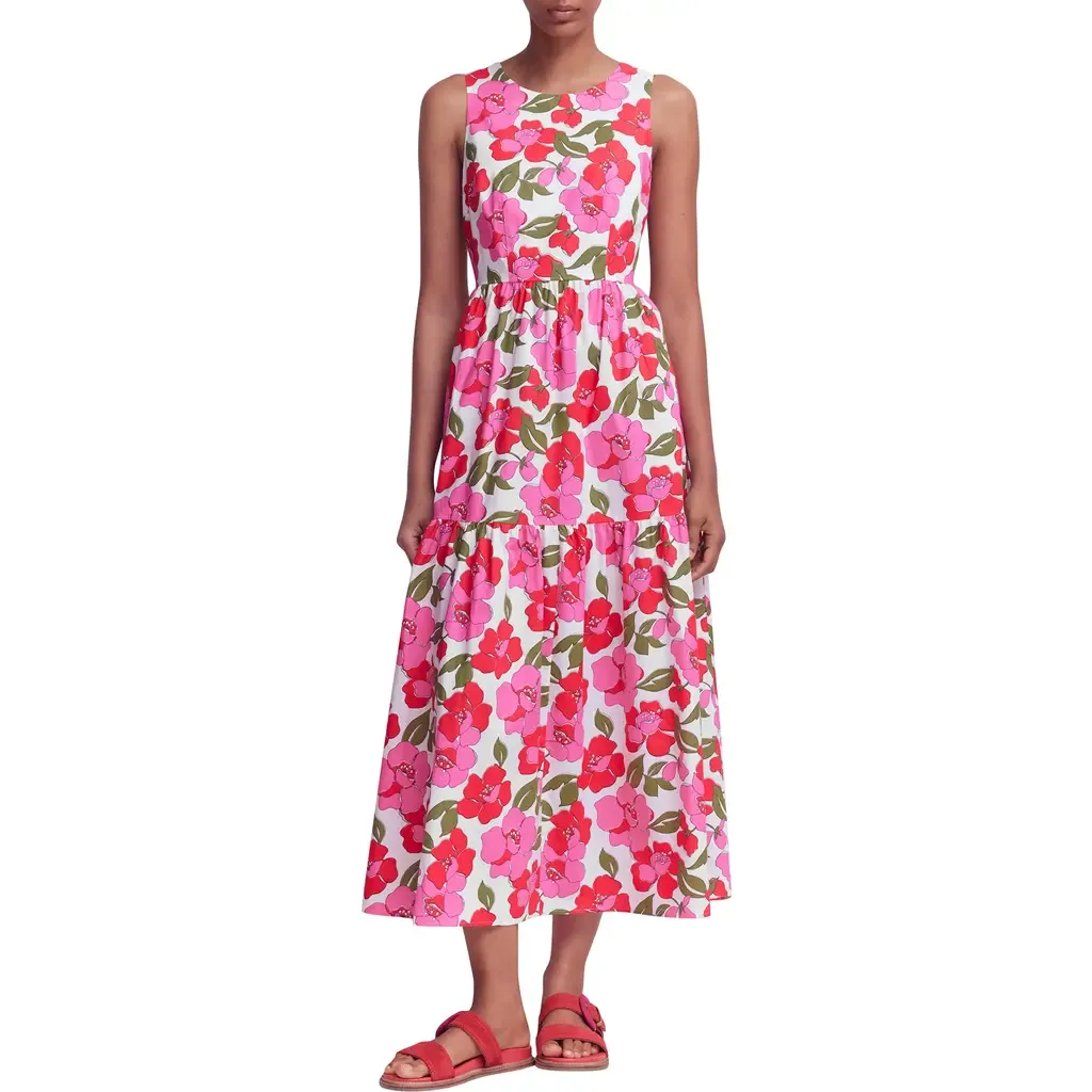 Floral Print Poplin Midi Dress by Boden