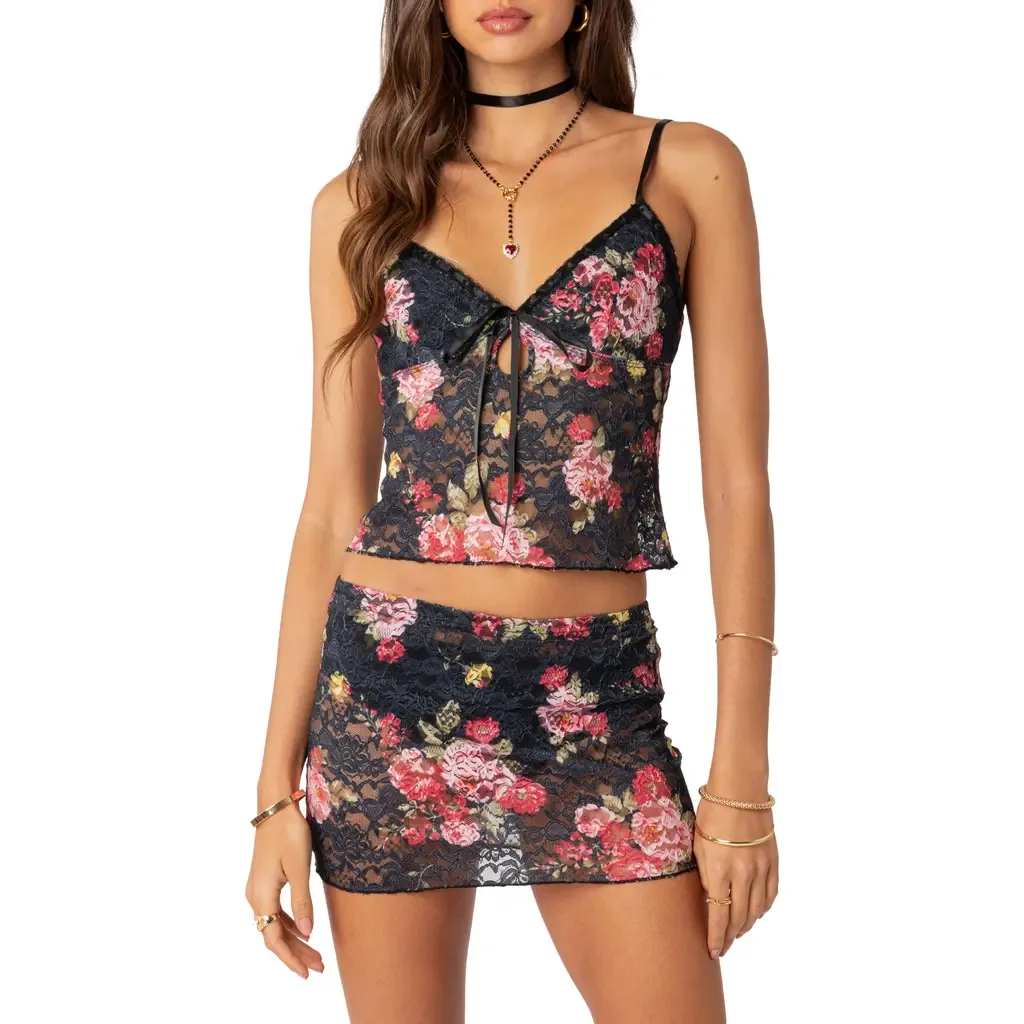 Portofino Floral Sheer Lace Camisole by EDIKTED