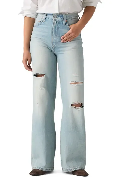 Ribcage Ripped High Waist Wide Leg Jeans by levi's
