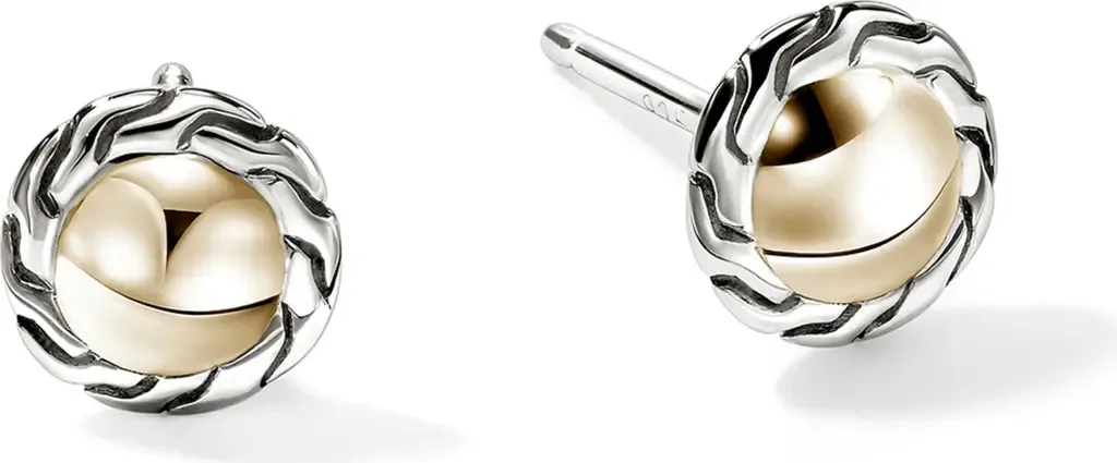 JH Essential Stud Earrings, Gold, Sterling Silver, 7mm by John Hardy