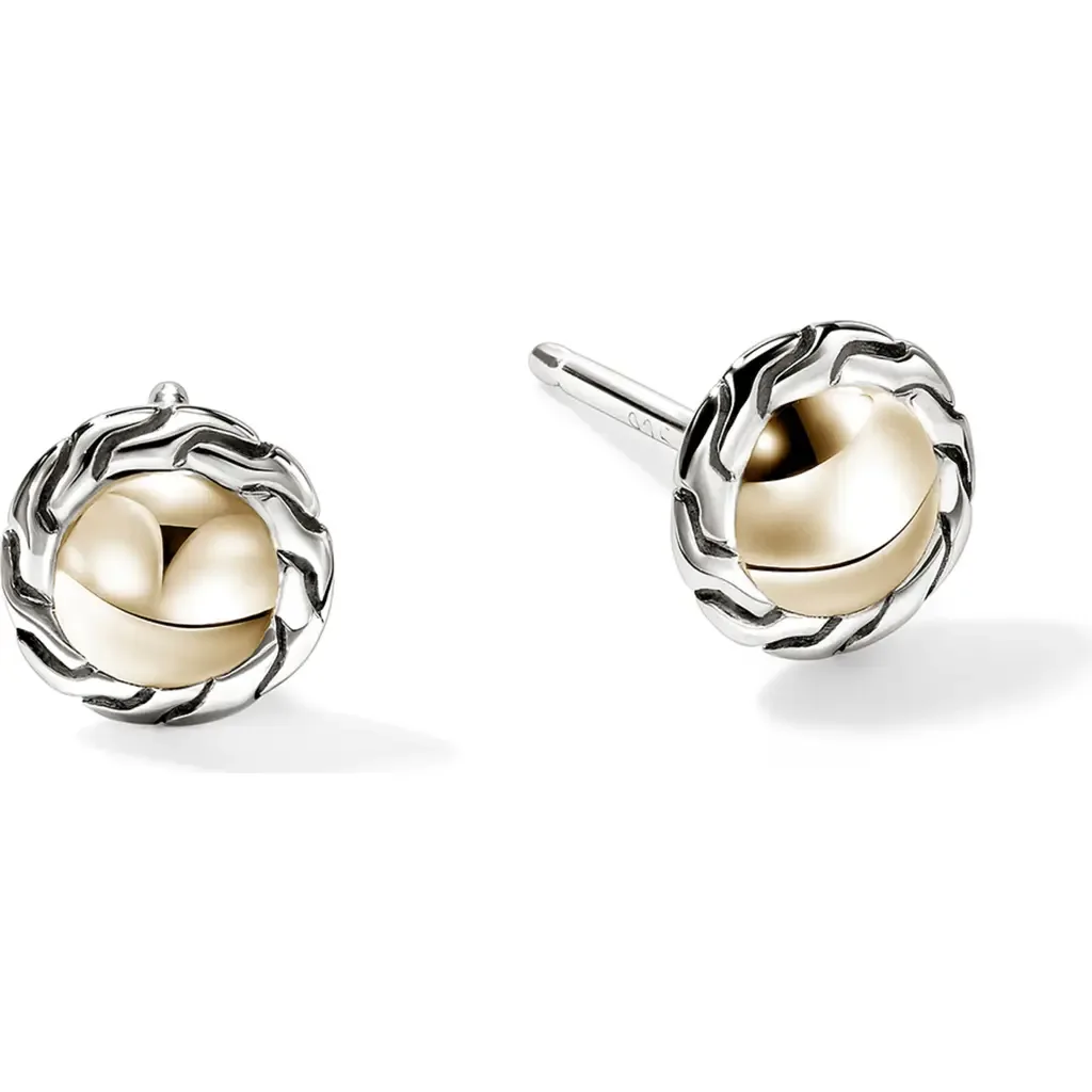 JH Essential Stud Earrings, Gold, Sterling Silver, 7mm by John Hardy