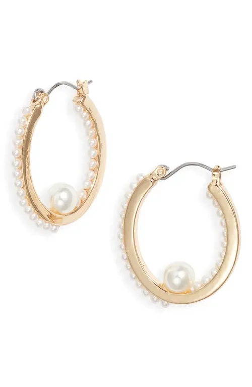Nested Faux Pearl Hoop Earrings by Nordstrom