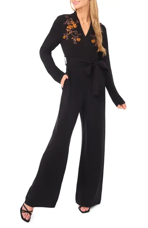 Floral Embroidered Long Sleeve Wide Leg Jumpsuit by Ted Baker