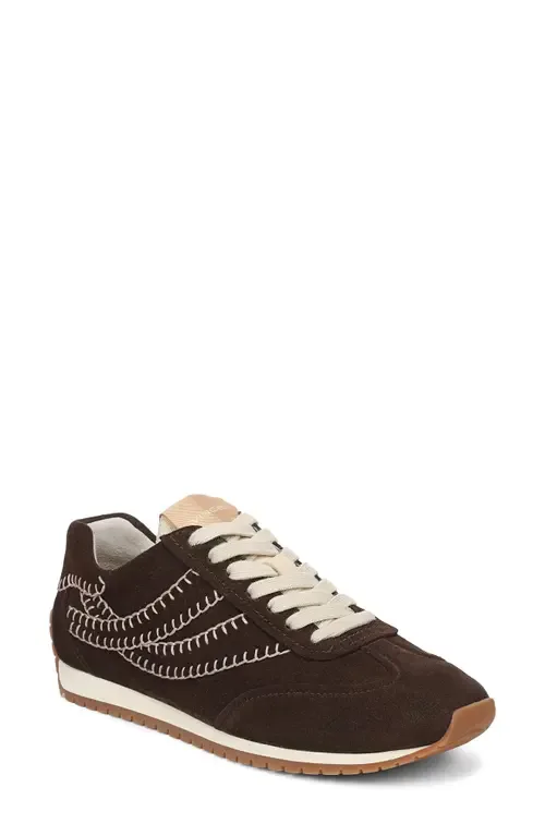 Oasis Runner Sneaker in Cacao Brun Leather by Vince