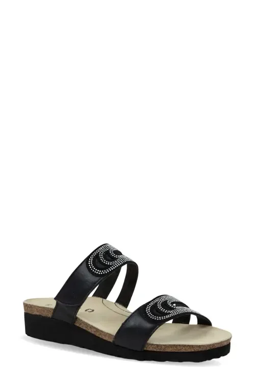 Ainsley Arch Pro Sandal in Black Leather by Naot