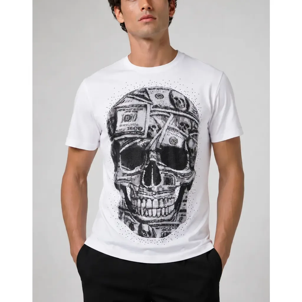 Jersey Round Neck T-Shirt Ss Skull Dollar Stones