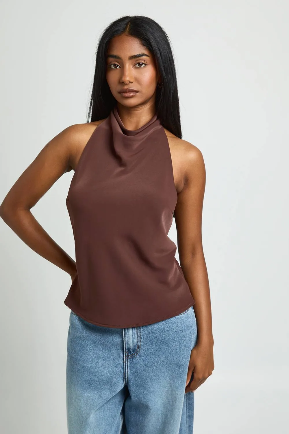 High Neck Loose Fitting Halter Top