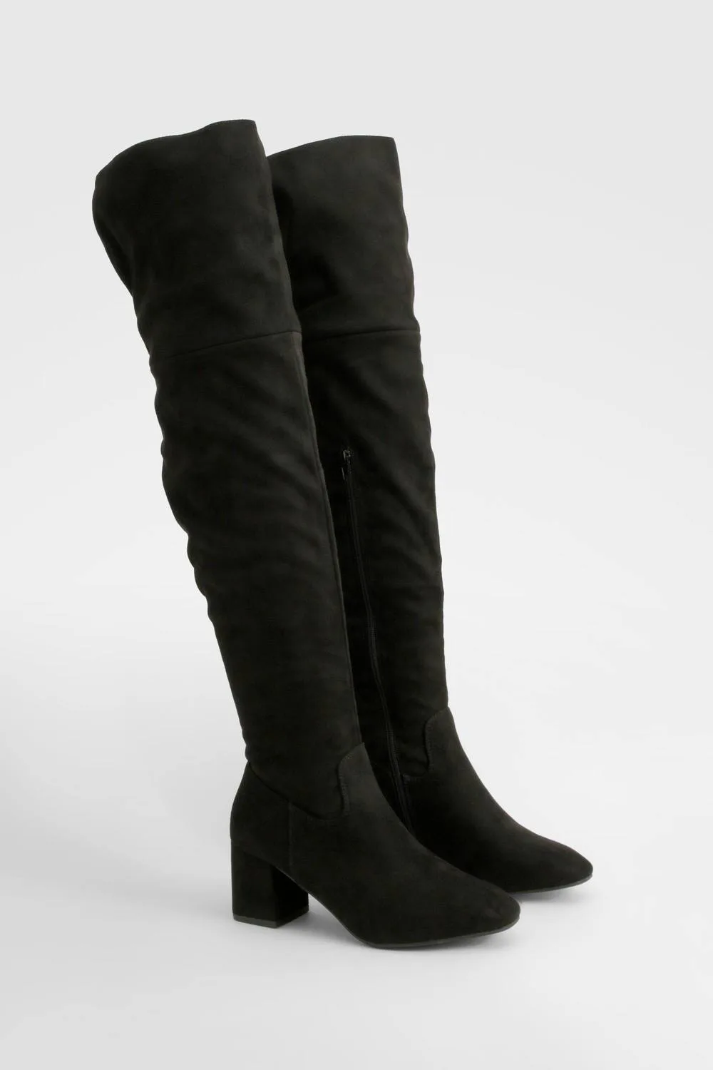 Block Heel Faux Suede Over the Knee Boots