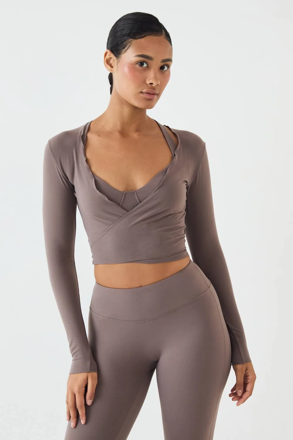 Soft Luxe Lettuce Edge Wrap Long Sleeve Top by DSGN Studio
