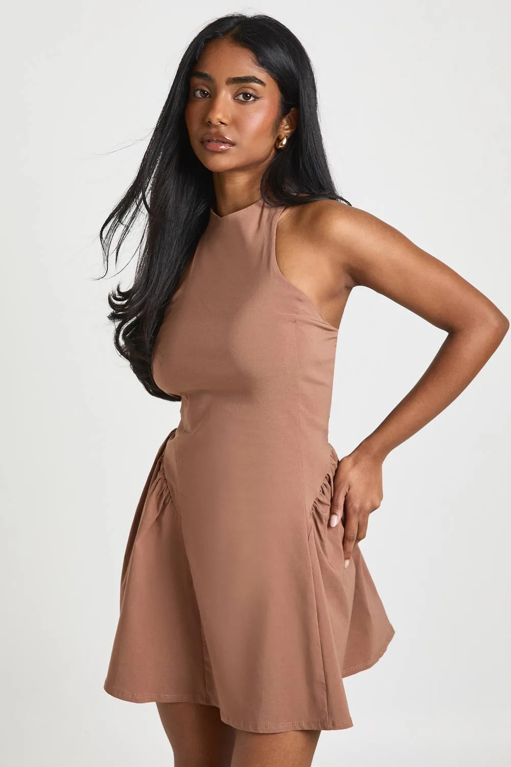 Halterneck Volume Skirt Mini Dress by boohoo