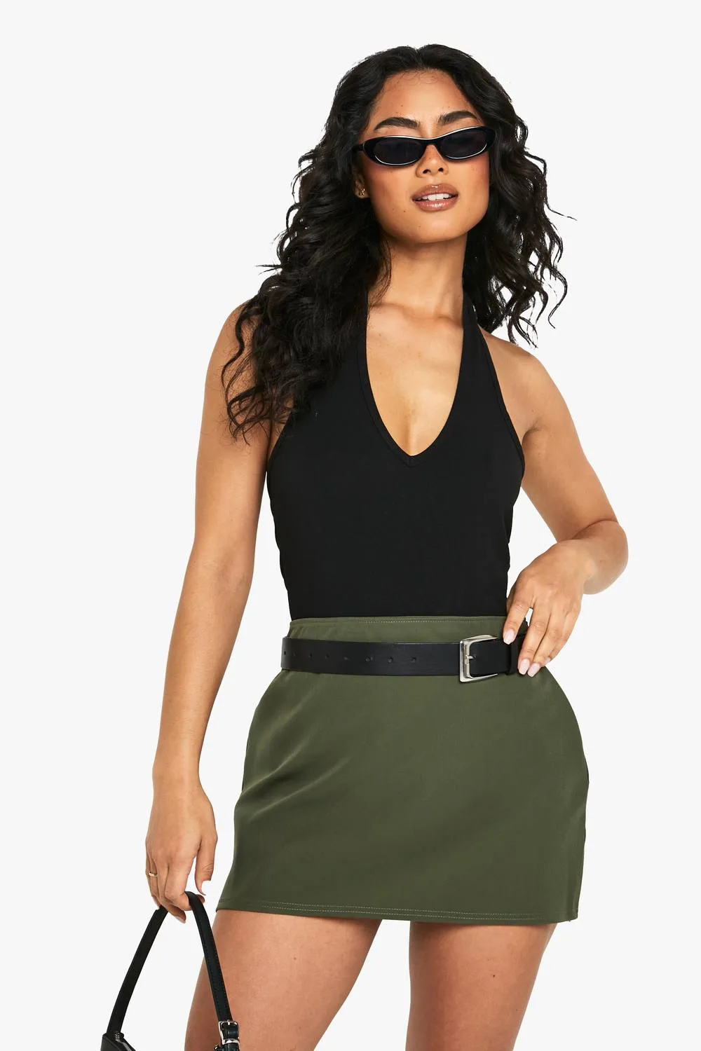 Basic Woven Mini Skirt by boohoo