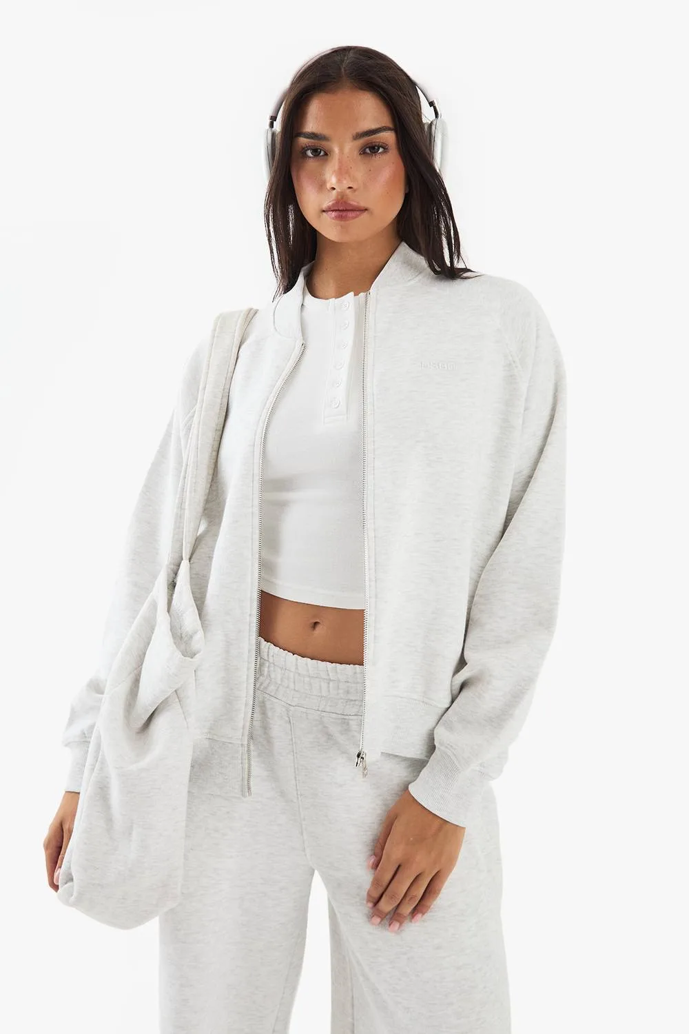 Dsgn Studio Bomber Zip Through Sweatshirt Jacket by boohoo