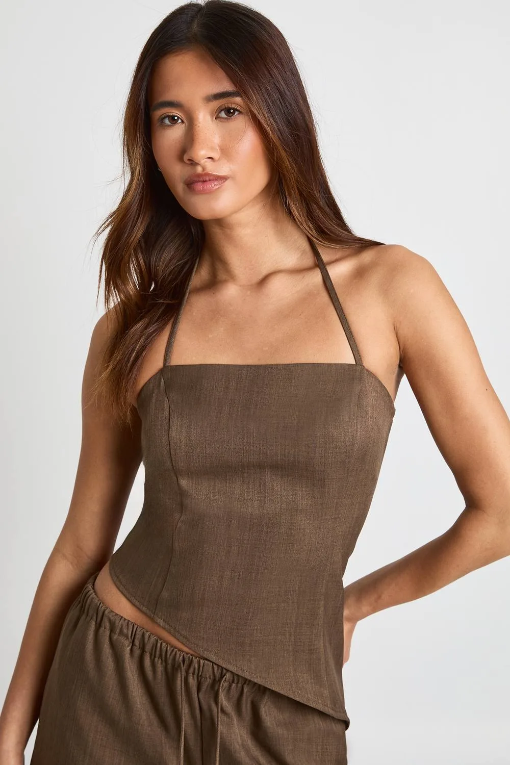 Crepe Beaded Cowl Neck Cami Top by boohoo