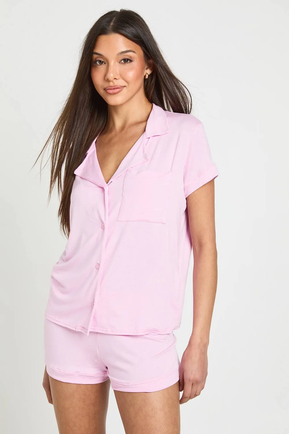 Soft Jersey Short Sleeve Shirt & Shorts Pyjama Set by boohoo