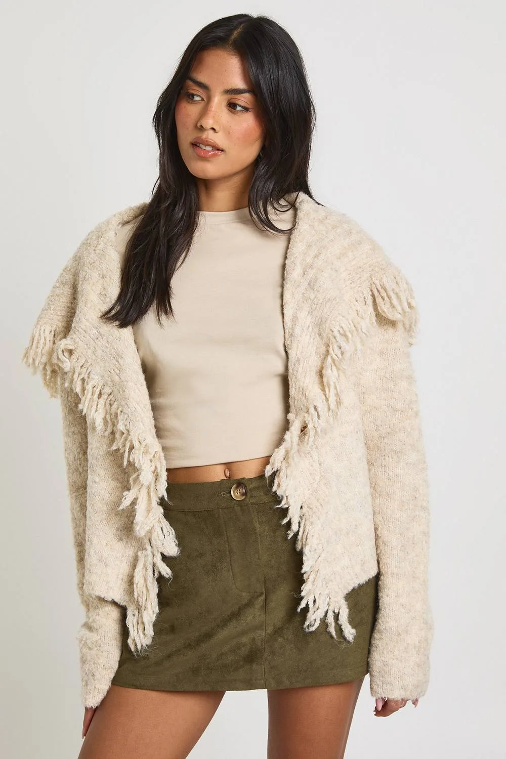 Faux Suede Skort by boohoo
