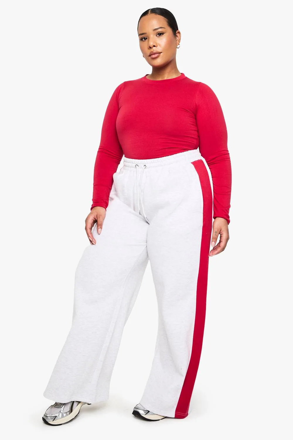 Side Stripe Wide Leg Joggers Pants by boohoo