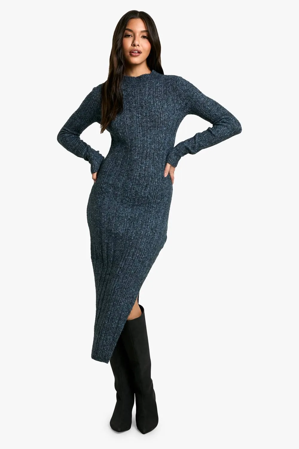 Marl Knitted Midaxi Dress by boohoo