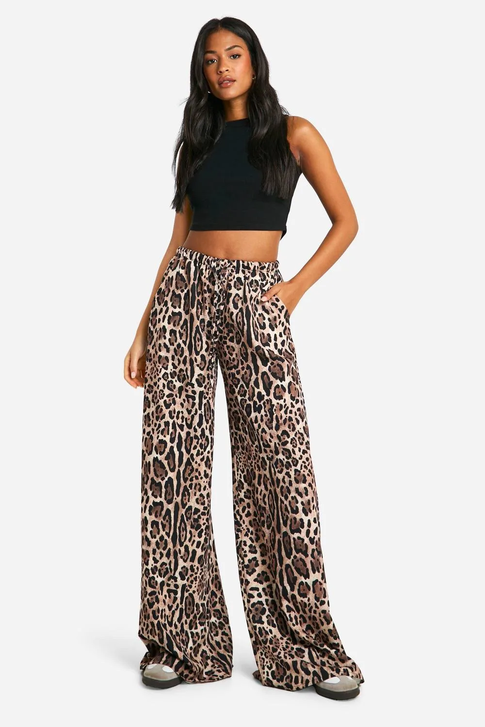 Animal Print Wide Leg Trouser by boohoo