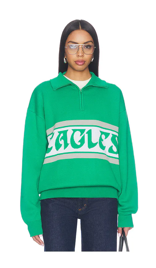 Philadelphia Eagles Team Stripe Quarter Zip Sweater by Terez