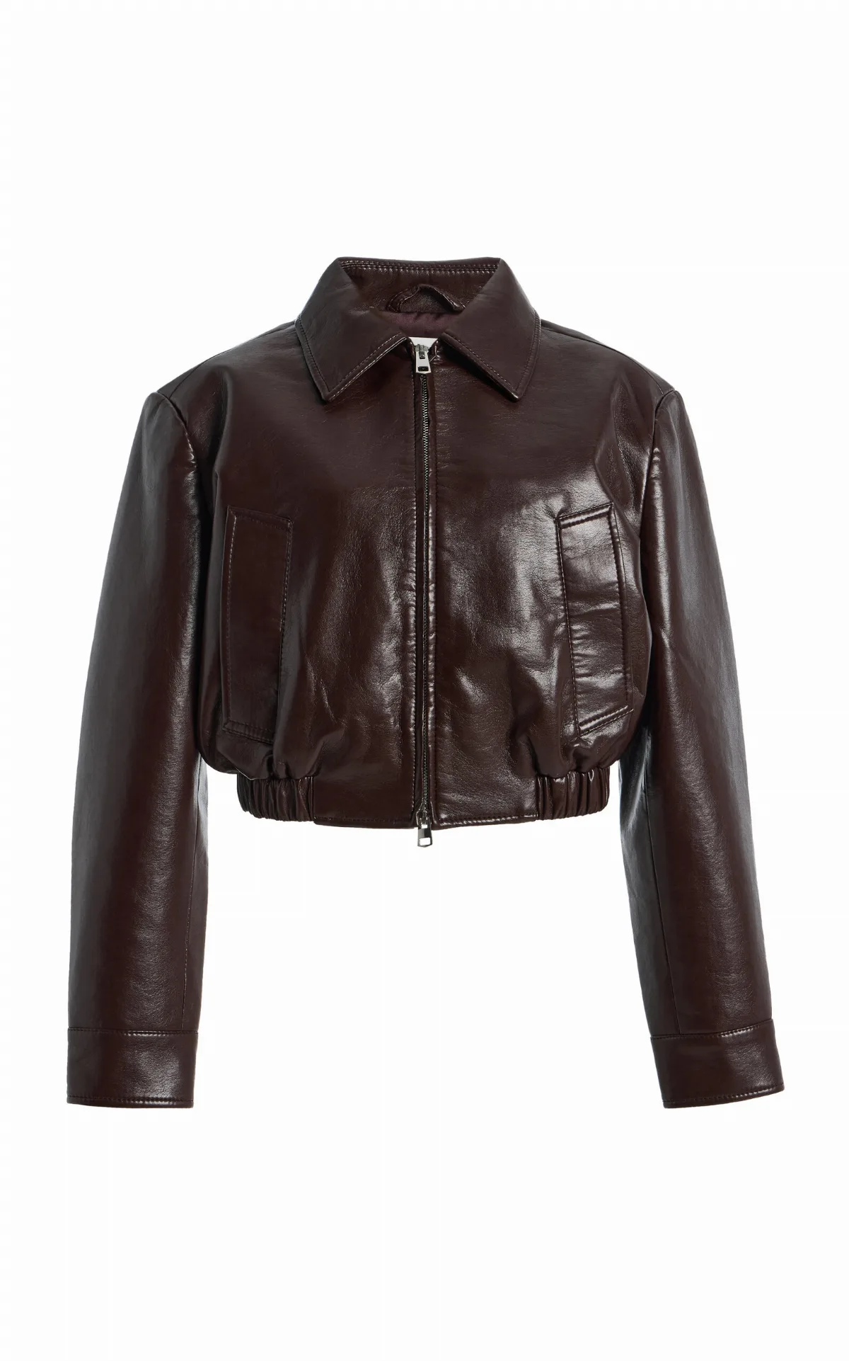 Nahla Cropped Leather-Blend Jacket by Agolde