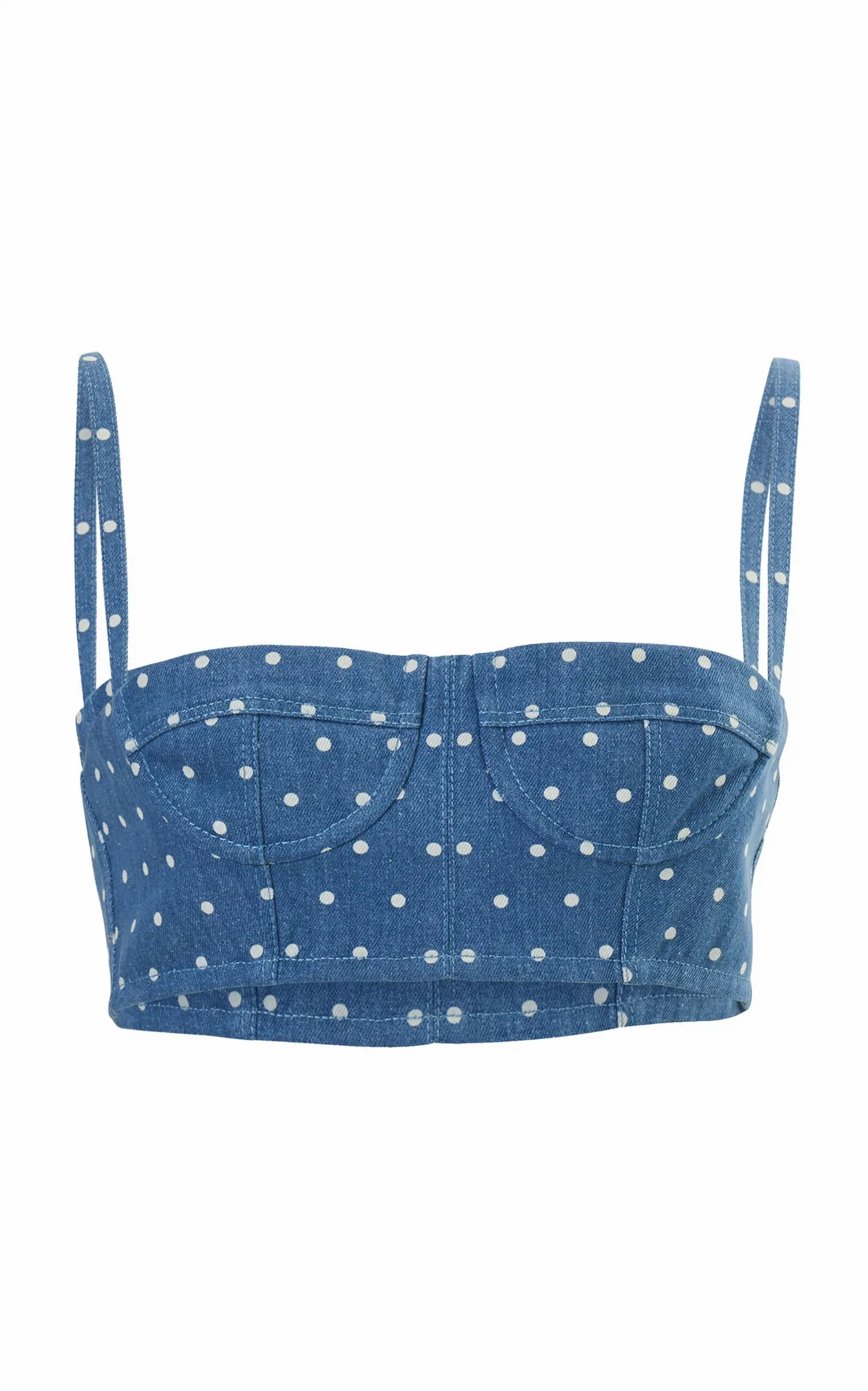 Denim Bustier Crop Top by Carolina Herrera