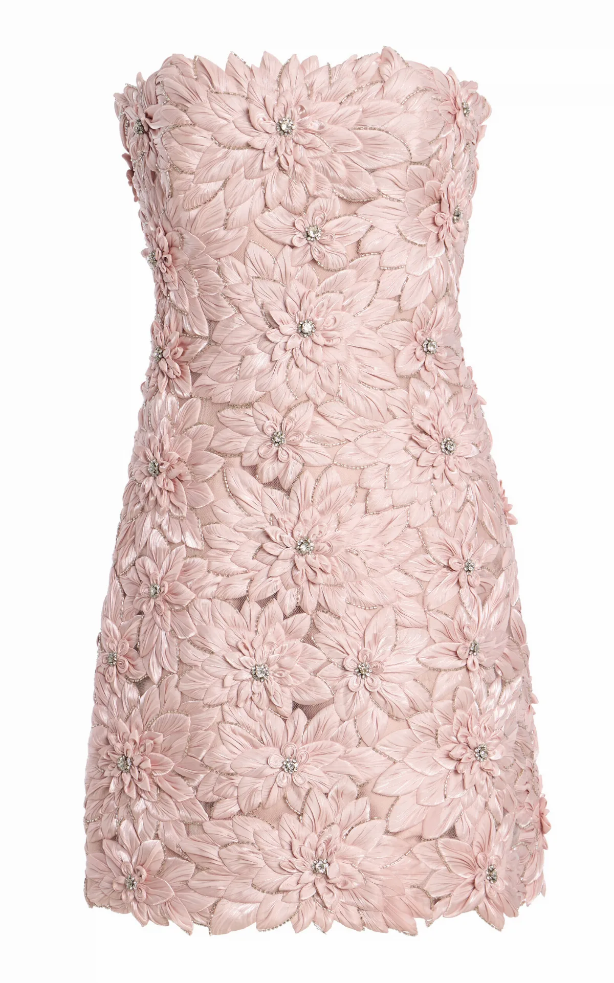 Leya Petal-Embellished Satin Mini Dress