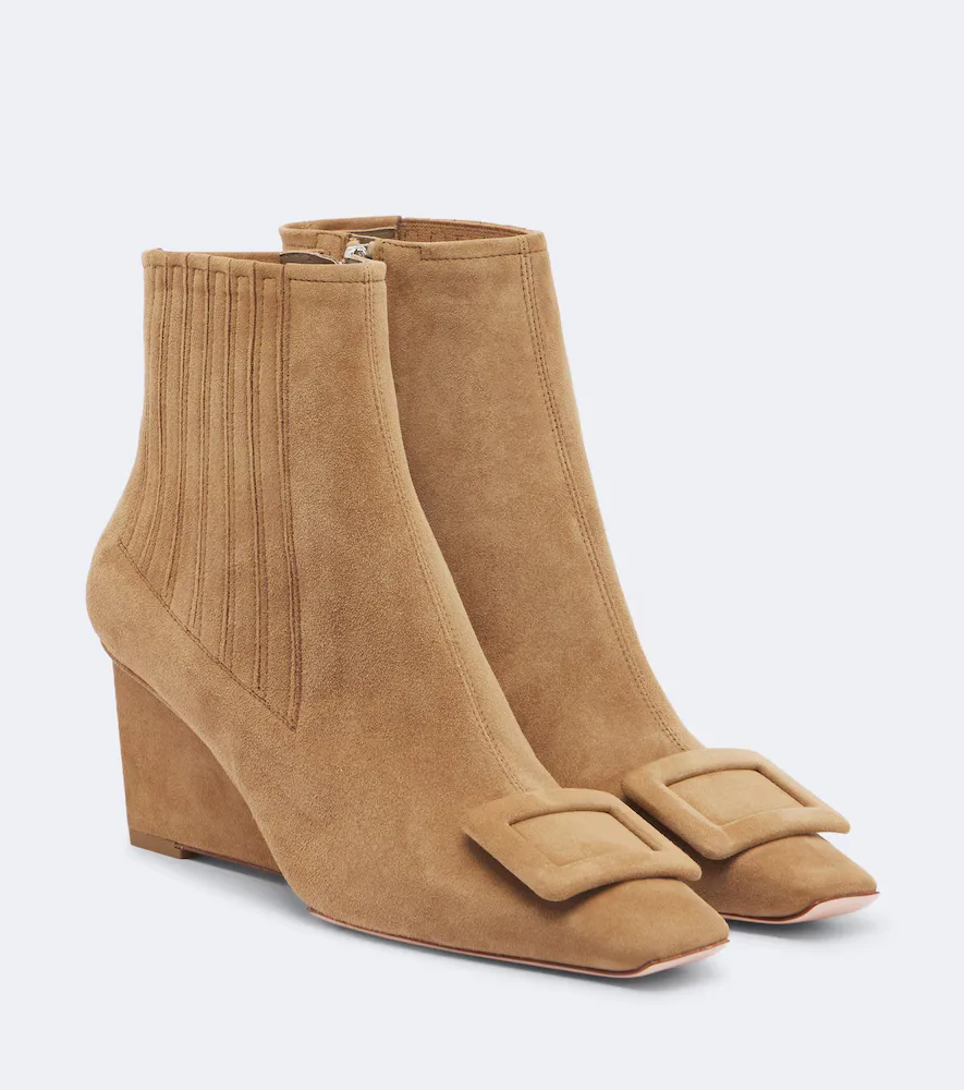 Belle Vivier Suede Wedge Ankle Boots by Roger Vivier