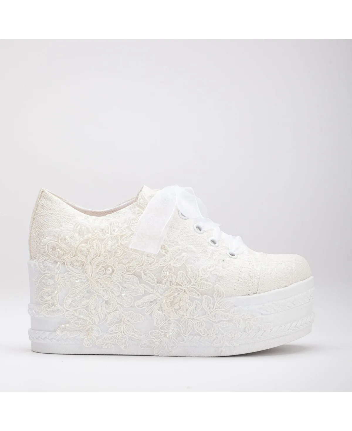 Claudine Lace Bridal Platform Sneakers by Forever & Always Shoes