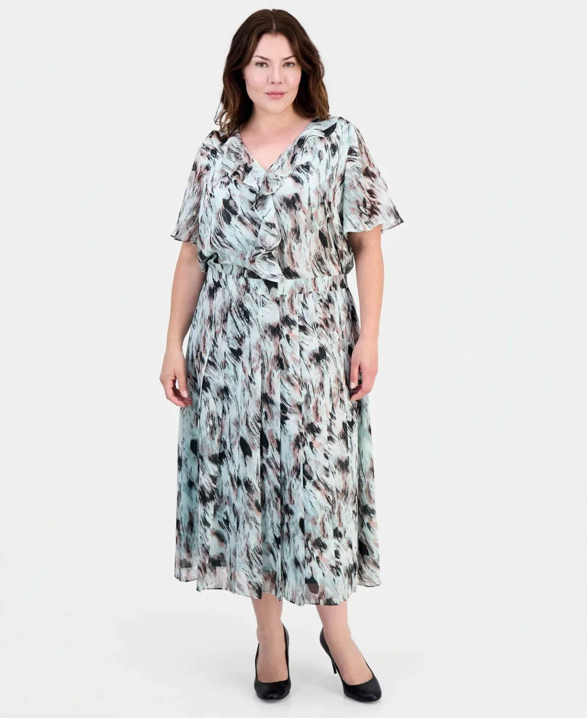 Printed Pull-On Midi Skirt by Kasper