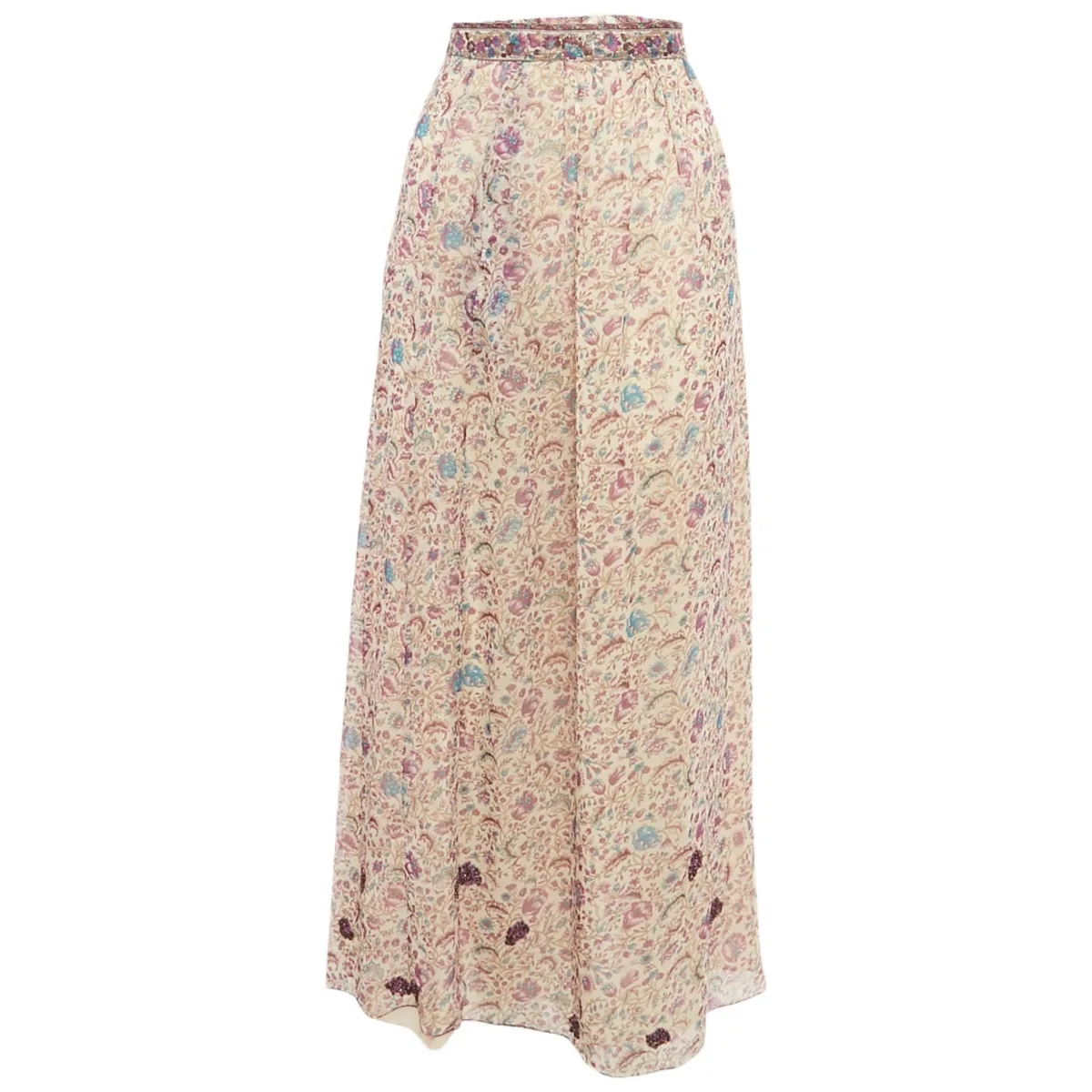 Floral Printed Chiffon Embellished Detail Midi Skirt by Pre-owned Zadig & Voltaire